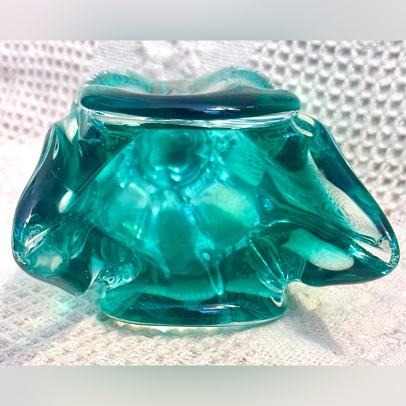 Sklo Union Chribska Glassworks 'Cats Head' Vase by Josef Hospodka Green & Amber - Picture 7 of 16